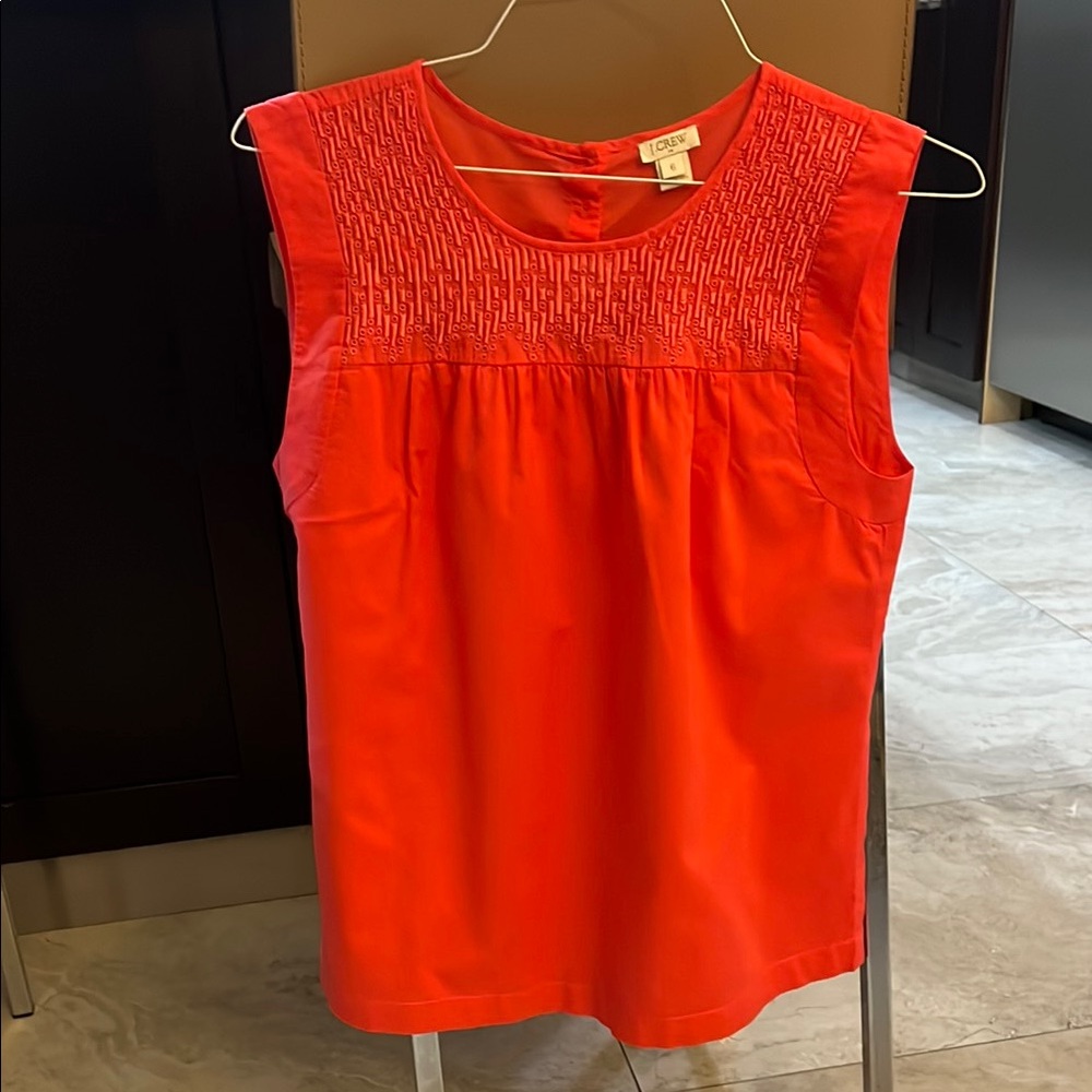 J. Crew Factory Orange Smocked Sleeveless Blouse
